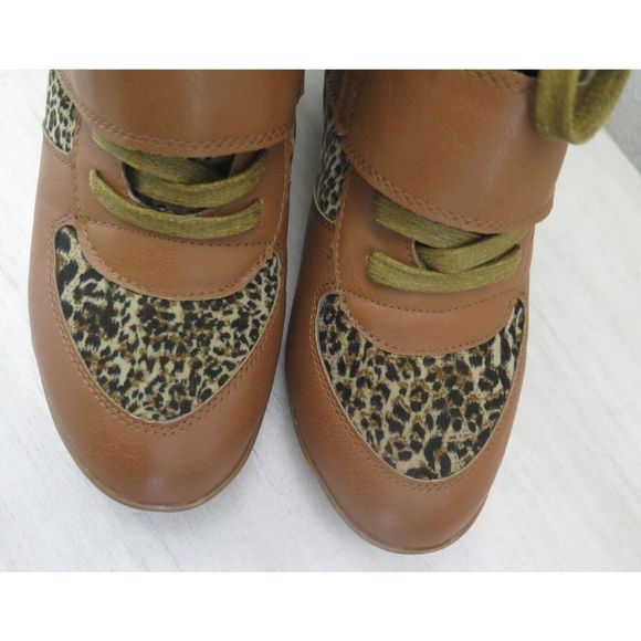 Bakers EW3969 Women's Sz 8 Leopard Print Opposition Strappy Wedge High Top Shoes - Picture 4 of 13